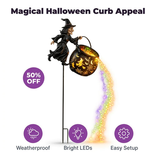 MagicBrew™ - Illuminated witch garden stake with magical projection effects