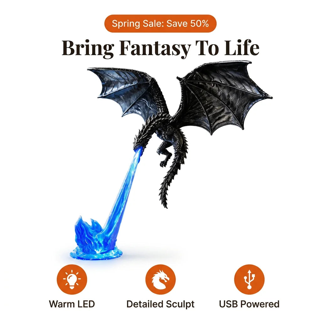 DragonGlow™ - Fire-Breathing Fantasy Bookshelf Lamp