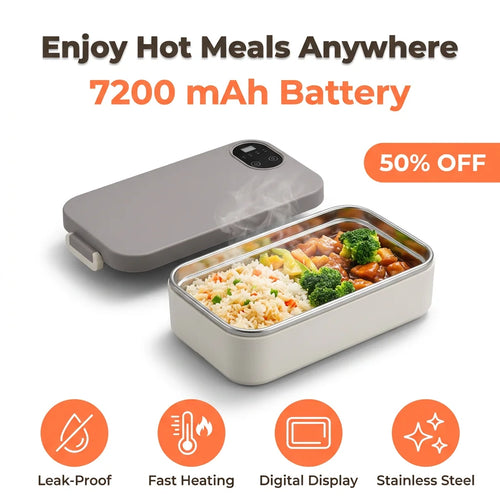 WarmBox™ - Portable stainless steel electric meal warmer for office and travel