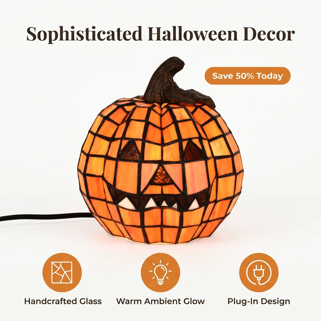 GlassGlow™ - Artisanal stained glass pumpkin for refined seasonal decor