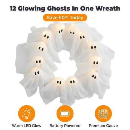BooLight™ - Enchanting LED Halloween Ghost Wreath