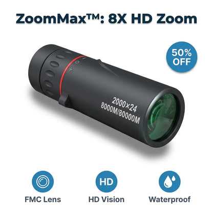 ZoomMax™ - High Definition 8X Compact Monocular Telescope