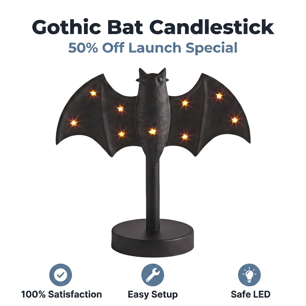 BatGlow™ - Hand-painted gothic tin candle holder