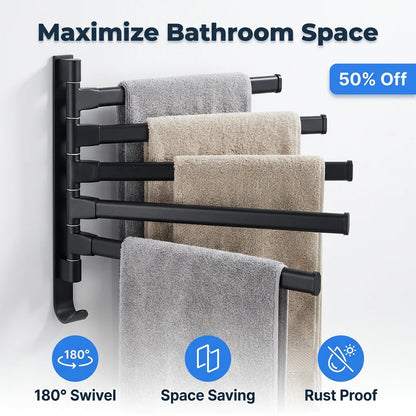 FlexArm™ - 5-Arm Swivel Wall-Mounted Towel Holder