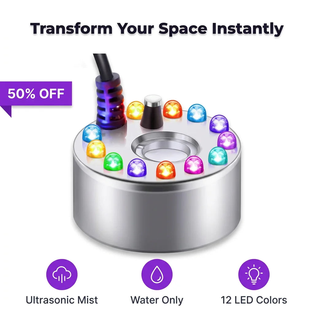 ColorFog™ - Ultrasonic mist maker with 12 LED color effects