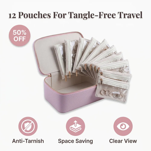 JewelZip™ - Portable jewelry organizer with 12 secure zipper pockets