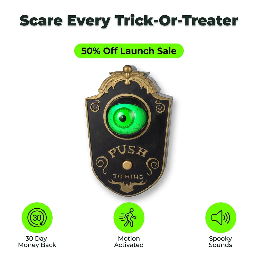 GhostEye™ - Interactive horror doorbell with moving eye and sound effects