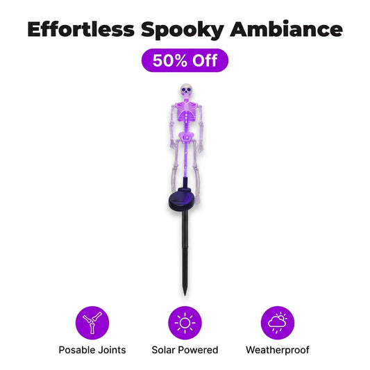 NightBone™ - Luz solar de estaca con esqueleto de Halloween