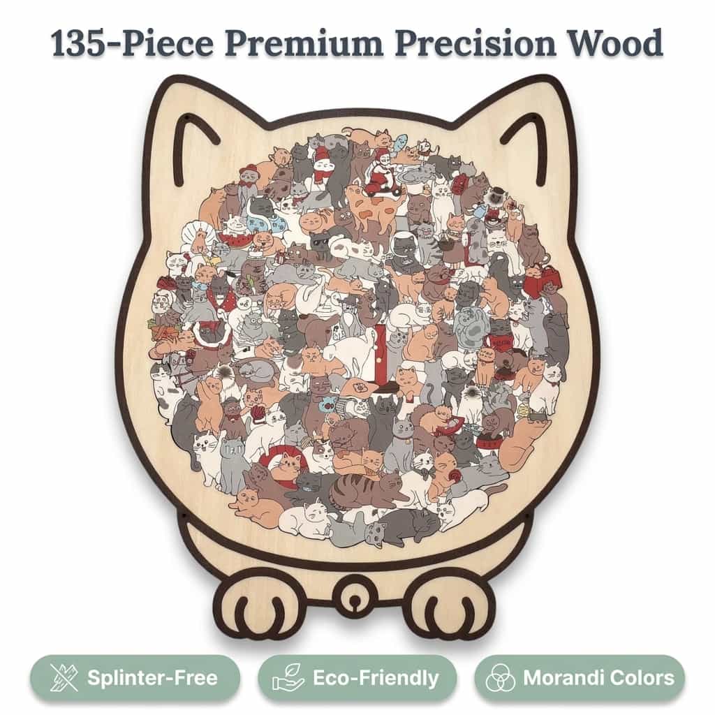 CatCraft™ - Premium 135-piece wooden cat puzzle
