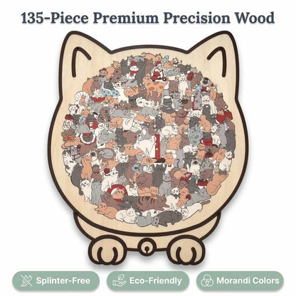 CatCraft™ - Premium 135-piece wooden cat puzzle