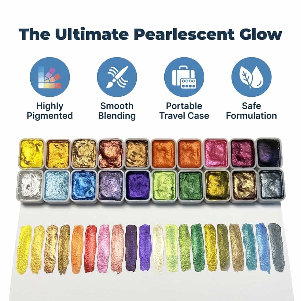 Pearlized Watercolor Paint Set - Metallic shimmer