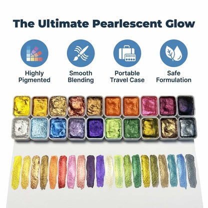 Pearlized Watercolor Paint Set - Metallic shimmer