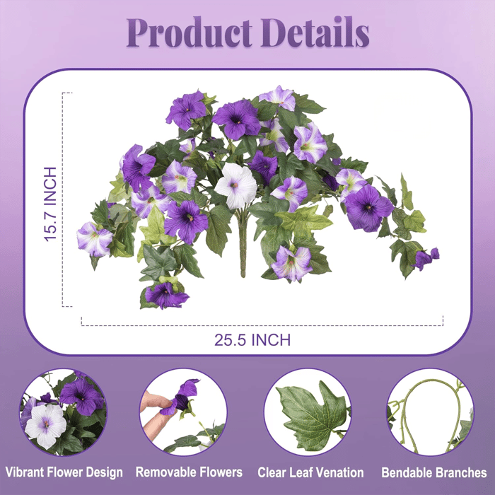 Lifelike Artificial Petunias - Weatherproof Floral Display