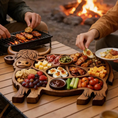 NeatTray™ - Hand-carved solid wood highland cow serving board