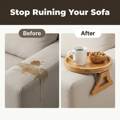 FlexTray™ - Flexible solid wood armrest table for drinks and snacks