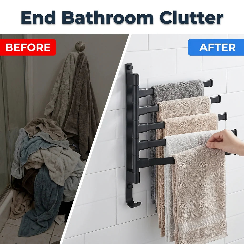 FlexArm™ - 5-Arm Swivel Wall-Mounted Towel Holder