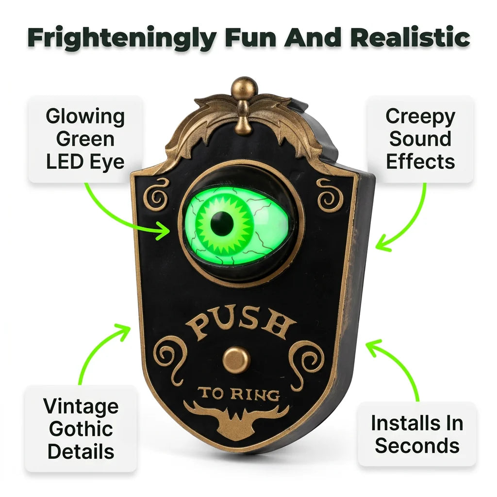 GhostEye™ - Interactive horror doorbell with moving eye and sound effects