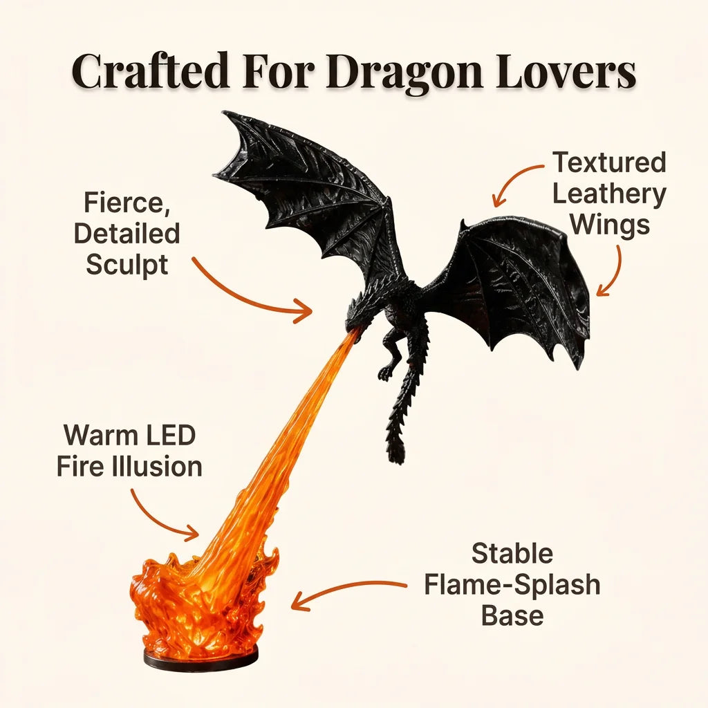 DragonGlow™ - Fire-Breathing Fantasy Bookshelf Lamp