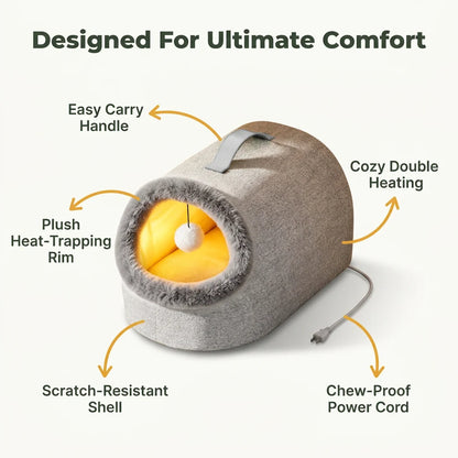 CozyHeat™ - Double-layered heated cave bed for maximum warmth