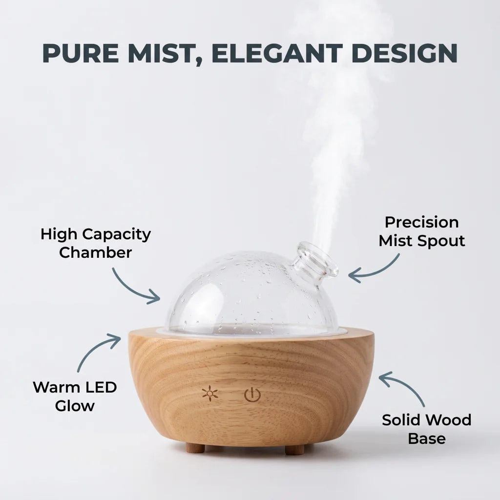 PureAroma™ - Elegant glass dome aromatherapy diffuser
