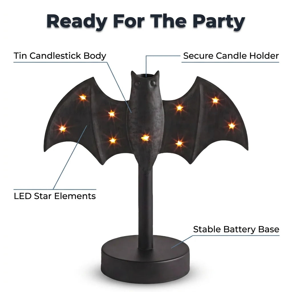 BatGlow™ - Hand-painted gothic tin candle holder