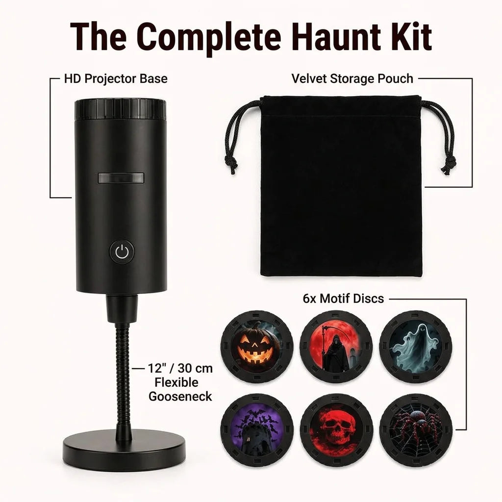 SpookBeam™ - HD Halloween projector with 6 interchangeable spooky themes