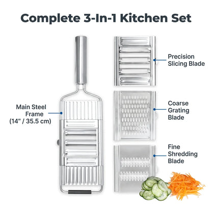 MultiBlade™ - 3-in-1 stainless steel vegetable slicer grater and shredder