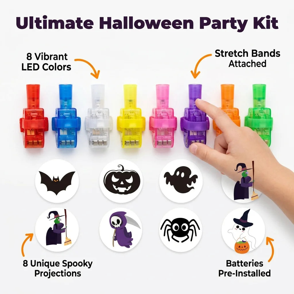 FingerGlow™ - 8 Vivid LED Neon Pattern Finger Lights for Parties