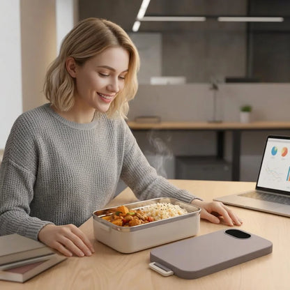 WarmBox™ - Portable stainless steel electric meal warmer for office and travel
