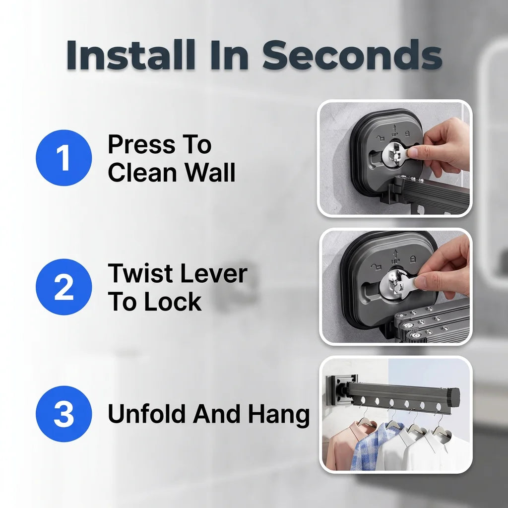 EasyMount™ - Space-saving foldable wall drying rack