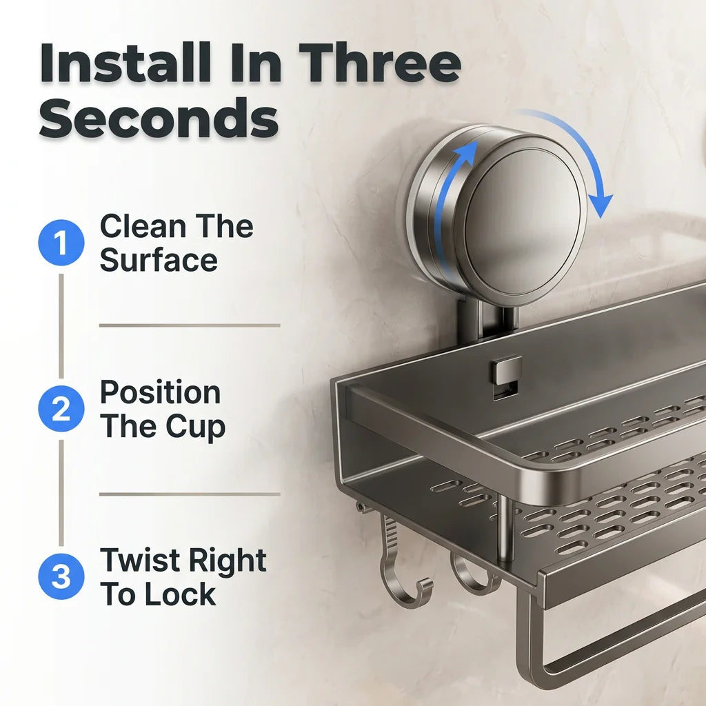 GripShelf™ - Drill-free suction cup shower organizer