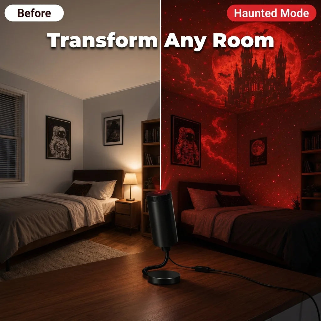 SpookBeam™ - HD Halloween projector with 6 interchangeable spooky themes