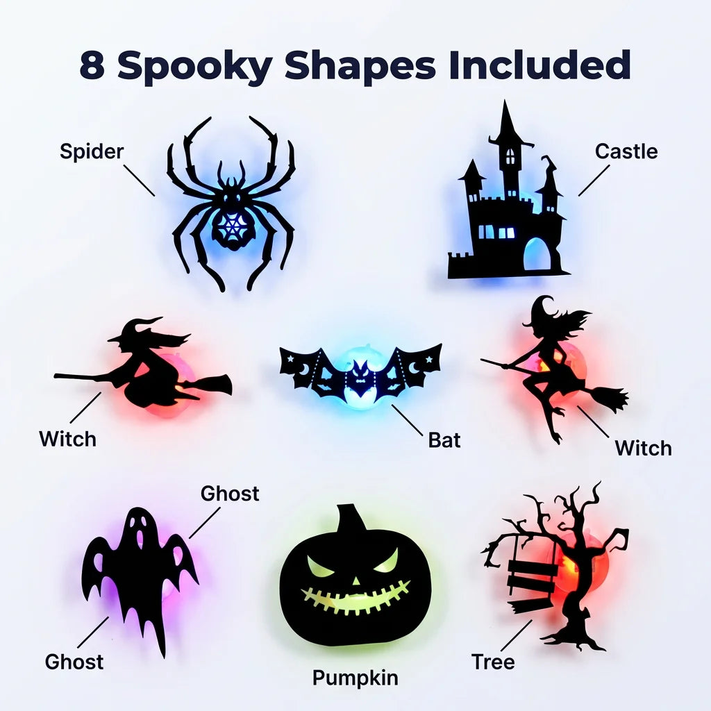 WallGlow™ - 8-Pack Halloween LED Silhouette Wall Lights