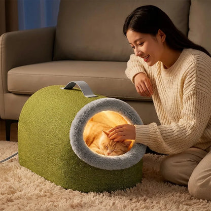 CozyHeat™ - Double-layered heated cave bed for maximum warmth