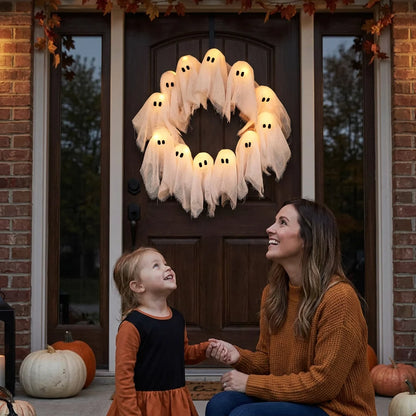 BooLight™ - Enchanting LED Halloween Ghost Wreath
