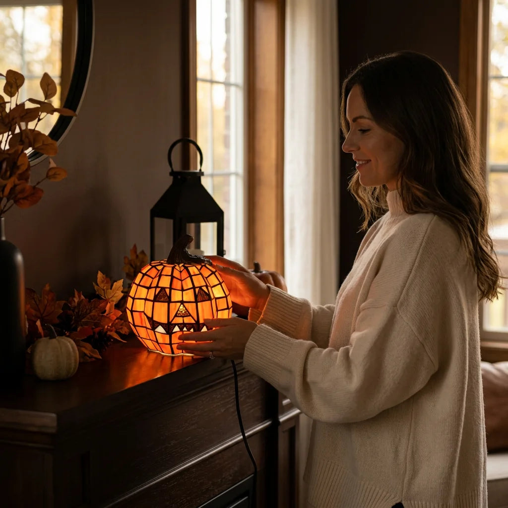GlassGlow™ - Artisanal stained glass pumpkin for refined seasonal decor