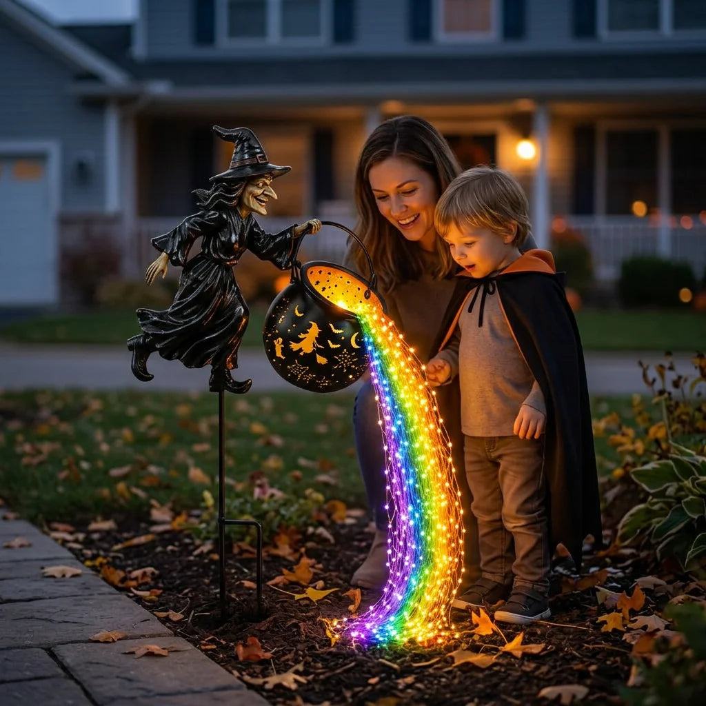MagicBrew™ - Illuminated witch garden stake with magical projection effects