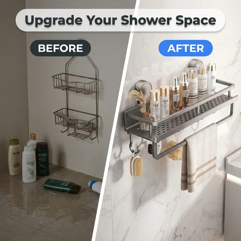 GripShelf™ - Drill-free suction cup shower organizer