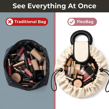 FlexBag™ - Instant-access drawstring makeup organizer
