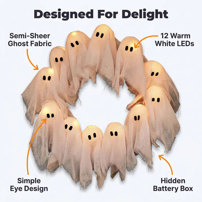 BooLight™ - Enchanting LED Halloween Ghost Wreath