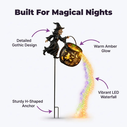MagicBrew™ - Illuminated witch garden stake with magical projection effects