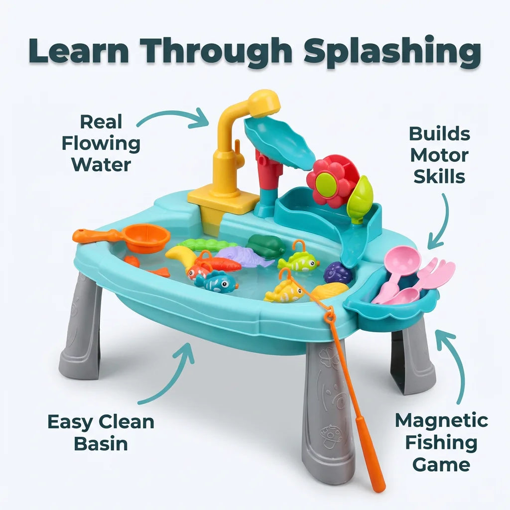 FunSink™ - 2-in-1 Pretend Kitchen and Fishing Water Table