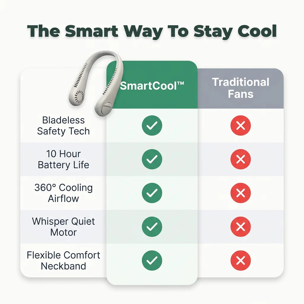 SmartCool™ - Portable USB Rechargeable Hands-Free Neck Fan