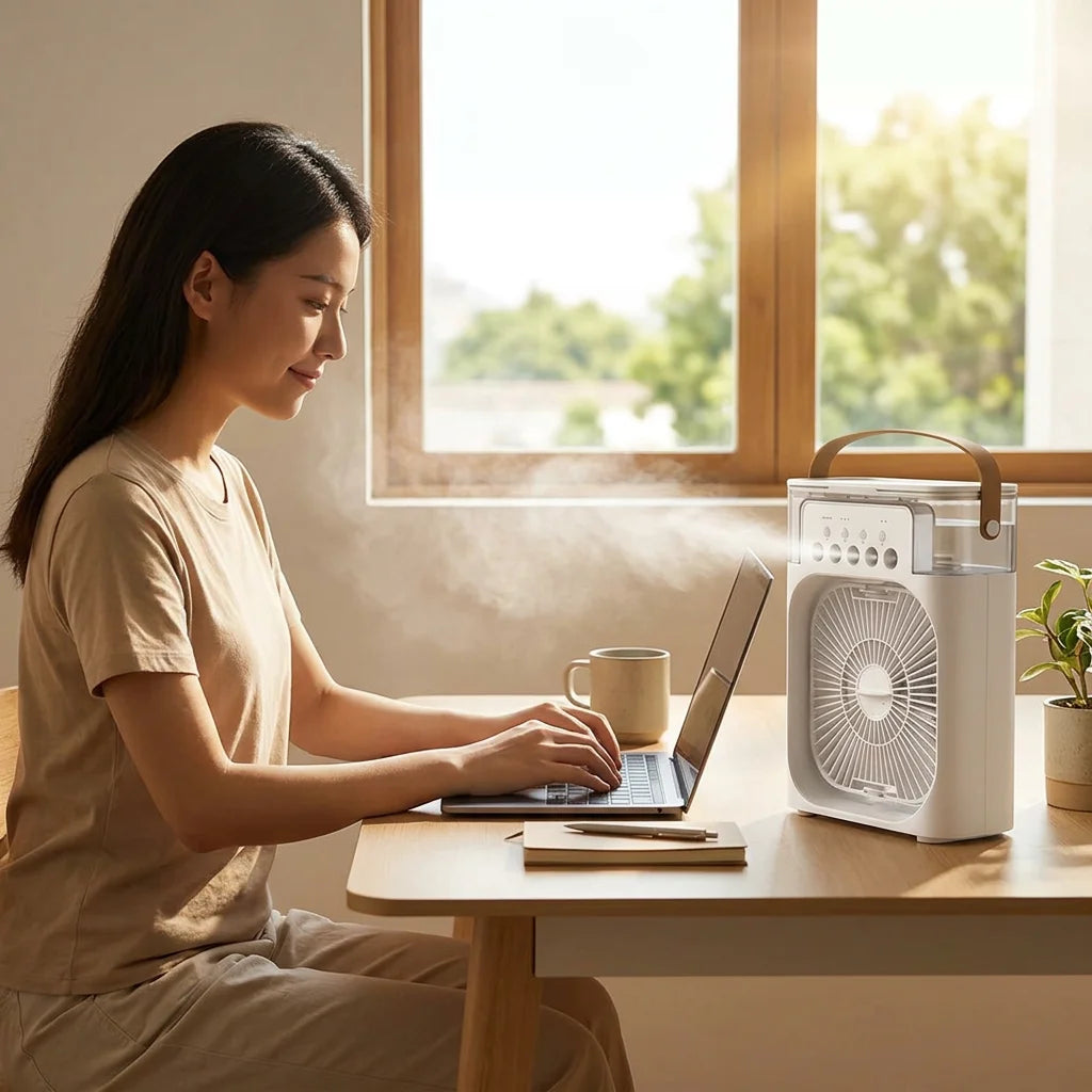 AquaBreeze™ - Compact desk air cooler with LED night light
