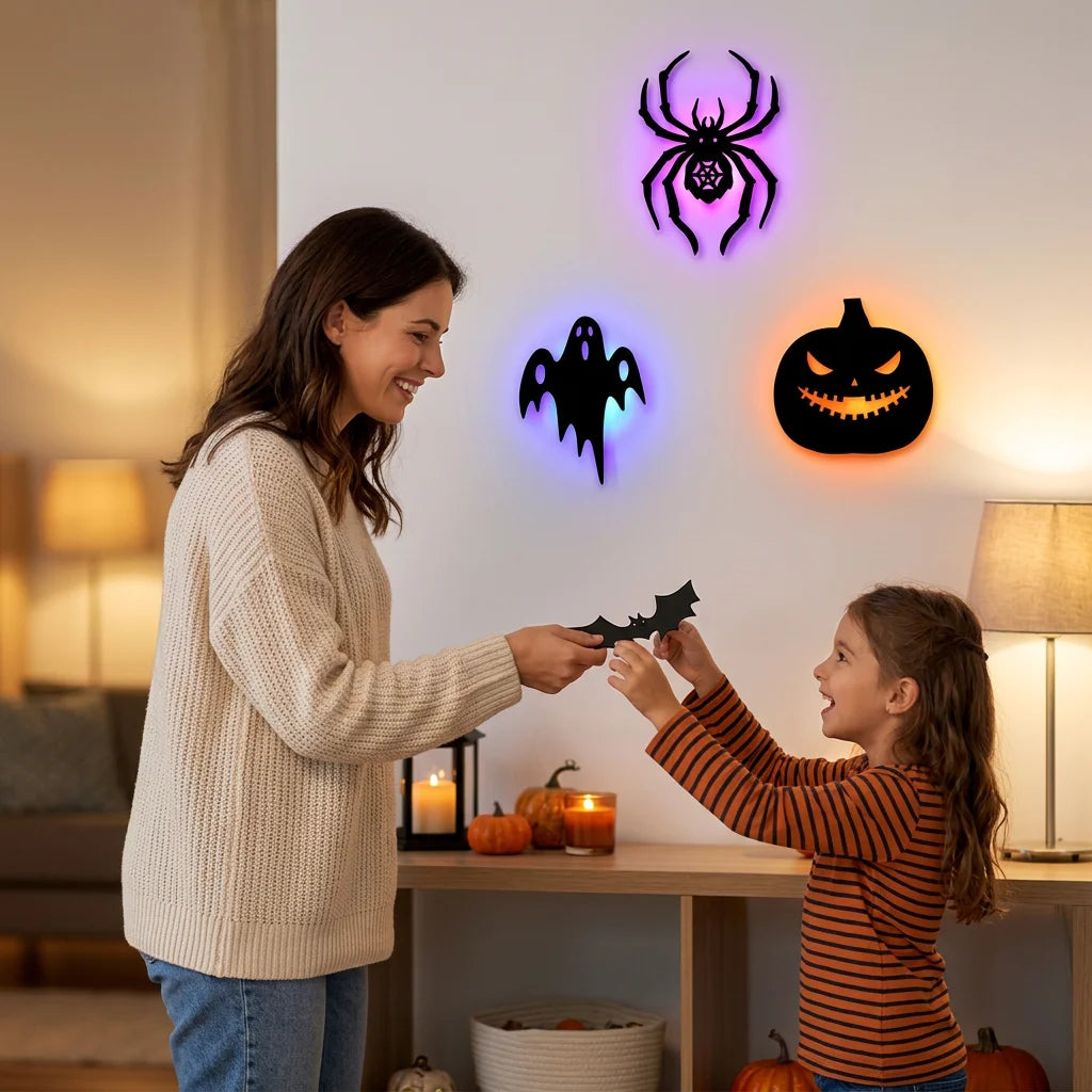 WallGlow™ - 8-Pack Halloween LED Silhouette Wall Lights