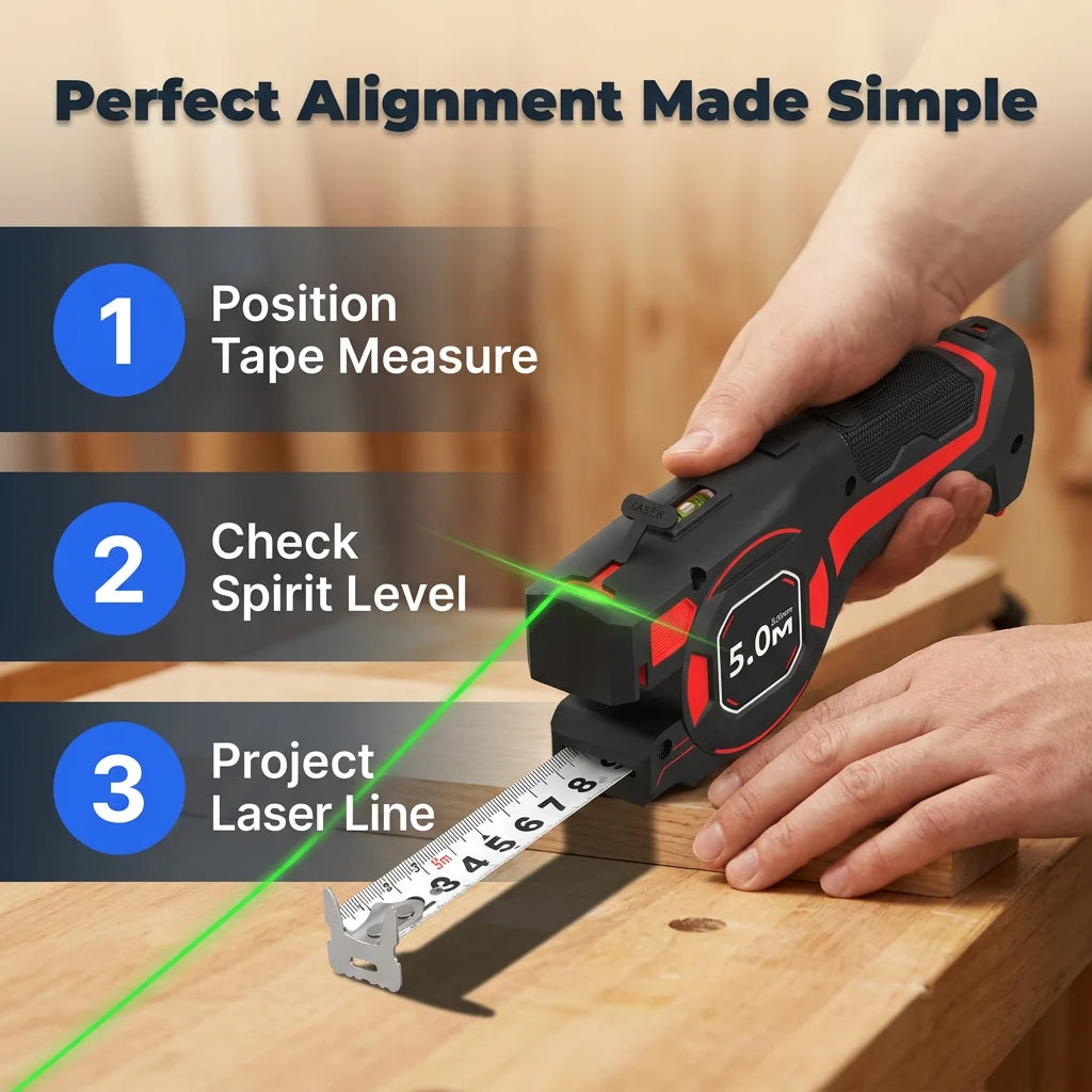ProBeam™ - 2-in-1 laser tape measure with integrated level