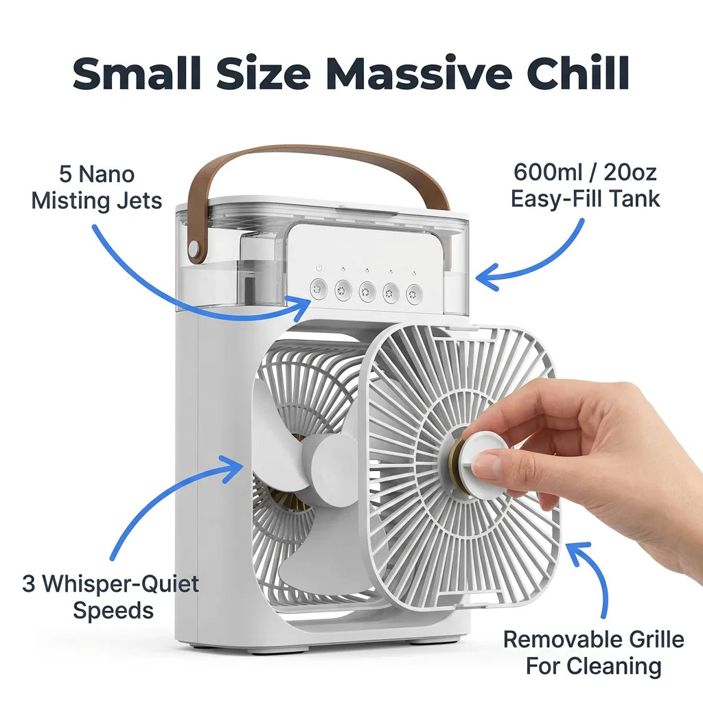 AquaBreeze™ - Compact desk air cooler with LED night light