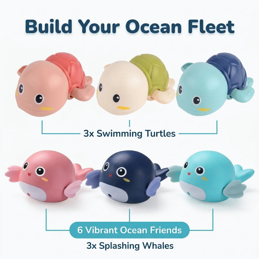 FunSplash™ - 3 Piece Wind-Up Swimming Turtle Bath Toy Set