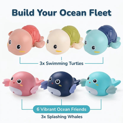 FunSplash™ - 3 Piece Wind-Up Swimming Turtle Bath Toy Set