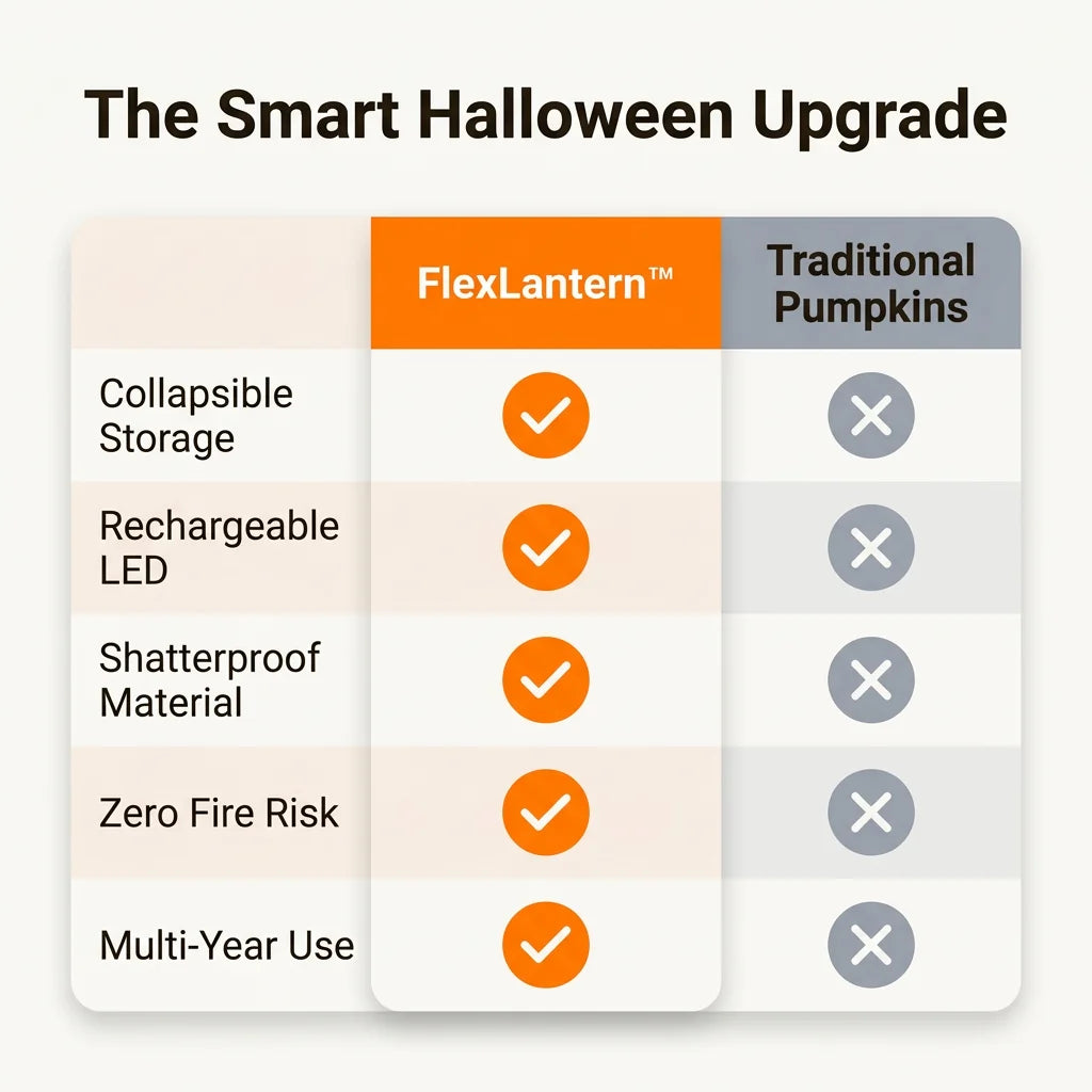 FlexLantern™ - Collapsible spooky jack-o-lantern for easy seasonal storage